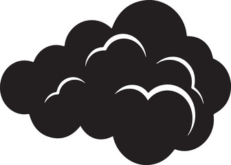 Abstract black cloud shape with white curved lines silhouette on white background