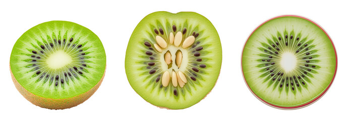 Fototapeta premium Fresh Kiwi Slices Isolated on Transparent Background for Design Use