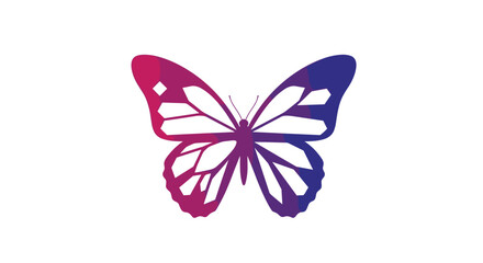 Abstract geometric butterfly illustration with vibrant pink and blue gradient wings symbolizing transformation and beauty in nature
