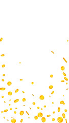 Korean won coins falling. Scattered gold WON