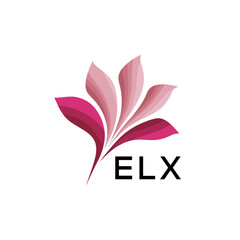 Fototapeta premium ELX Modern Floral Abstract Logo Design, ELX Later Logo, Creative Botanical Brand Identity, Minimalist Nature Inspired Logo. 