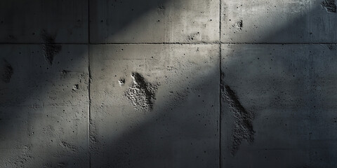 Close-up of cracked and weathered concrete wall texture with dramatic lighting