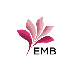 EMB Modern Floral Abstract Logo Design, EMB Later Logo, Creative Botanical Brand Identity, Minimalist Nature Inspired Logo. 
