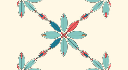 Geometric mandala design featuring floral motifs and repeating patterns across a light yellow background