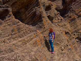 Active woman hiking in Teno mountains