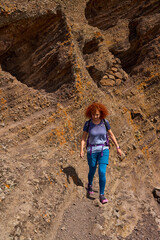 Active woman hiking in Teno mountains