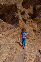 Active woman hiking in Teno mountains