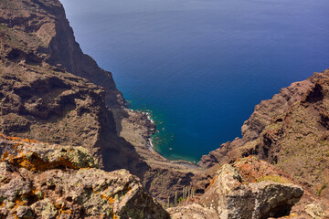 Cliffside view of ocean cove in Teno