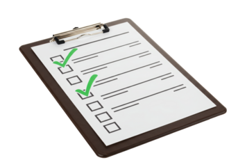 Isolated Clipboard with Checklist and Green Checkmarks