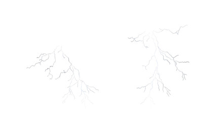 Fototapeta premium Lightning bolts isolated on transparent background cutout png
