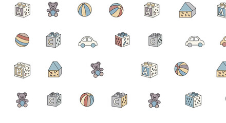 Obraz premium Collection of cute hand drawn icons featuring animals houses and gifts ideal for childrens designs and stationery