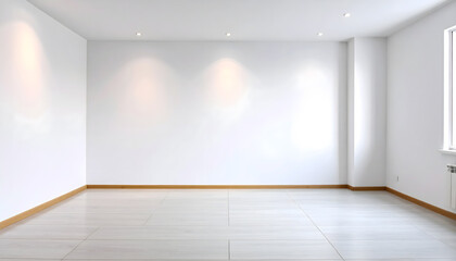 Empty Room with Recessed Lighting and Light Wood Baseboards