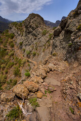 Trail across volcanic ridge in Teno