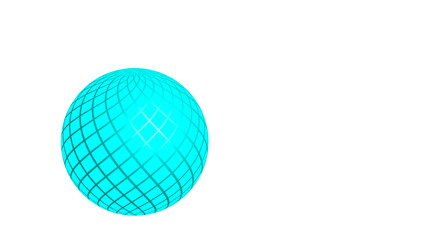  Futuristic Cyan Wireframe Sphere with Grid Pattern

