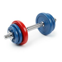 Red and Blue Dumbbell with Silver Handle weightlifting