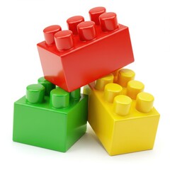 Obraz premium Red Green Yellow Building Blocks Stacked toy bricks 1