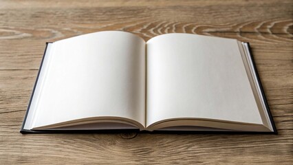 Fototapeta premium Open Old Vintage Book with Blank Pages on Wooden Surface