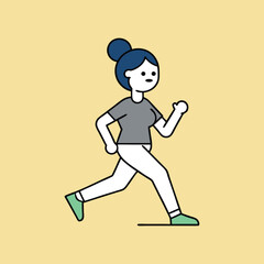 mindful walking female exercise cartoon art