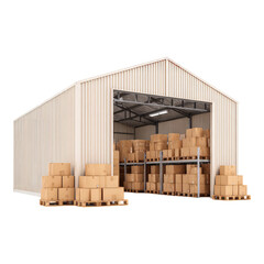 Isolated Storage Warehouse with Transparent Background