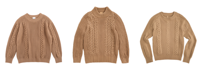 Cozy Knitted Sweaters Isolated on Transparent Background Design