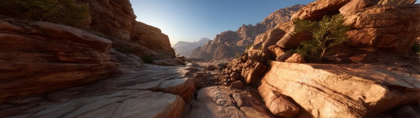 Obraz premium Panoramic 360 degrees landscape photography in nature's hdr glory rocky canyon views