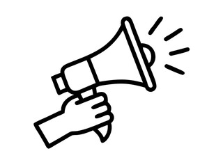 hand holding a megaphone line art vector