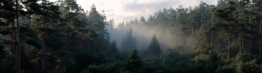 Panoramic view of misty forest 360 degrees hdr landscape tranquil natural environment