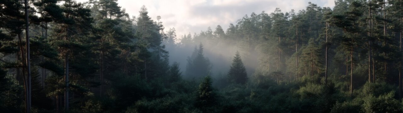 Panoramic view of misty forest 360 degrees hdr landscape tranquil natural environment