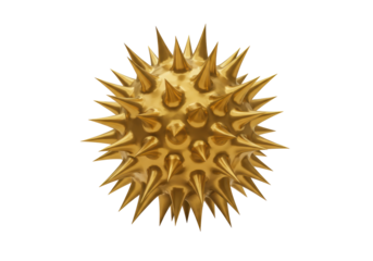 Isolated Golden Spiky Sphere Abstract Design