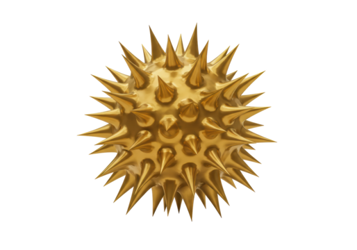 Isolated Golden Spiky Sphere Abstract Design