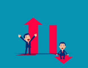 Business risk. Successful and failed business person