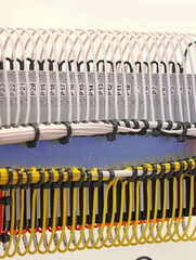View from the back of the electrical panel. Connection of electronic modules using copper...