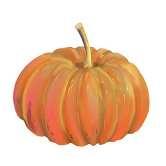 Hand drawn autumn illustration of a cozy warm orange pumpkin with realistic texture and subtle highlights. Perfect for seasonal designs, harvest themes, Thanksgiving, and fall decor. Isolated on white