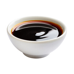 Soy Sauce in white bowl on transparent background