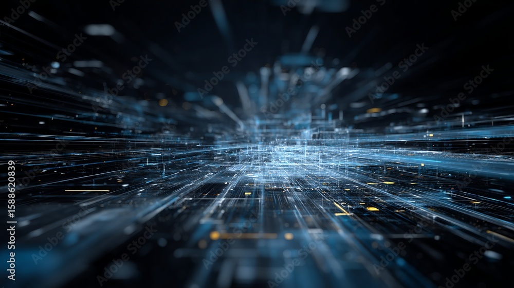 Poster futuristic technological backdrop displaying luminous digital connections and geometric shapes again