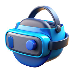 Stylized blue virtual reality headset with dark accents isolated on transparent background