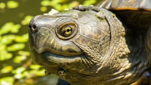 Close-up Portrait of a Diamondback Terrapin Turtle in Natural Habitat