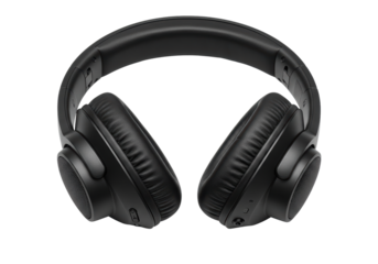 Isolated Black Headphones Wireless Audio Gadget