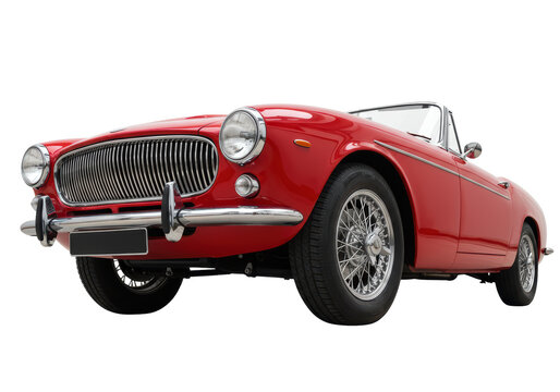 Isolated Red Convertible Classic Car Automobile