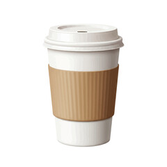 A disposable coffee cup with a cardboard sleeve, ready to be enjoyed.