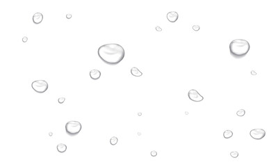 Raindrops and Water Drips on Transparent background. 透明な背景上の水滴と滴り。