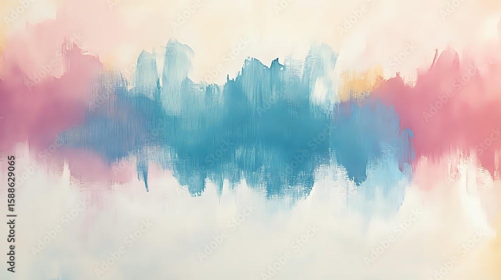 Poster soft watercolor abstract background in pink and blue tones with blurred edges and gentle color trans