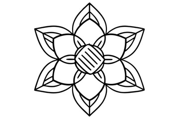 Geometric Flower Line Art | Symmetrical Floral Motif