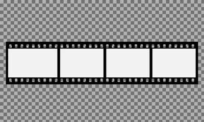 Transparent Film Strip with Blank Frames vector illustration

