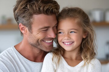 Obraz premium Father and daughter sharing a happy moment at home