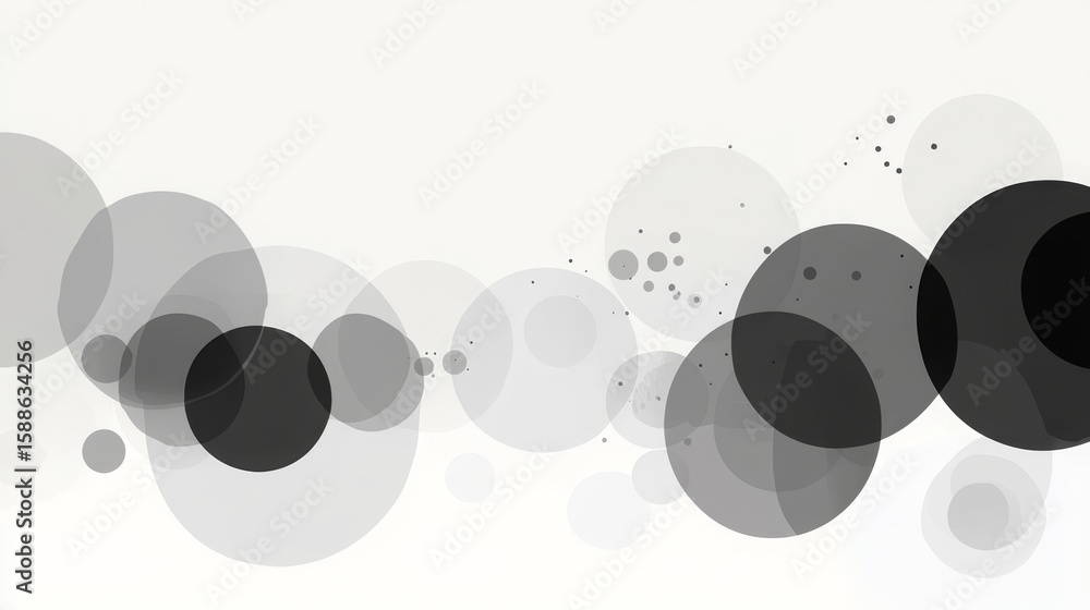 Poster abstract bokeh background with overlapping gray and black circles is perfect for technology blogs, a