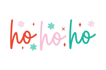 Ho Ho Ho Christmas Snowflake Quote SVG Design