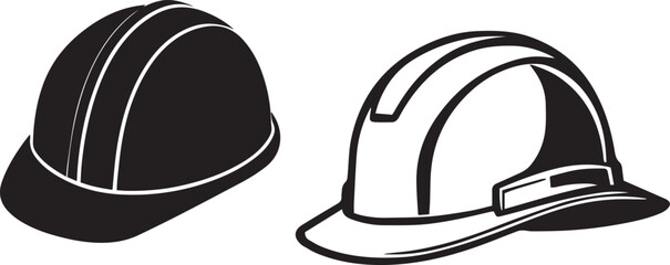 Construction Safety Helmet Icon Set – Vector Illustration