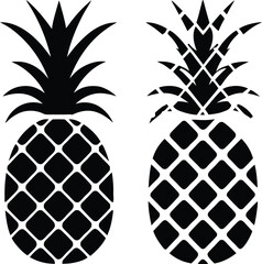 Obraz premium Pineapple silhouette vector,Pineapple fruit minimalist silhouette vector icon,vector illustration,Pineapple fruit silhouette vector set,set of pineapple silhouette vector,Fruit silhouette vector,Ai