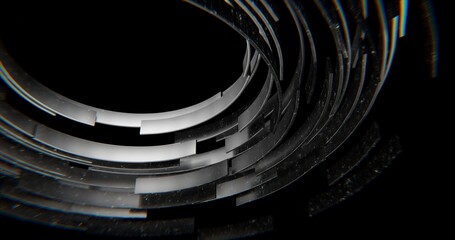 Abstract Futuristic Dark Metal Rings Tunnel Background